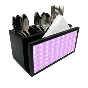 Cutlery Tissue Holder Napkin Stand -  White and Purple Dots Line