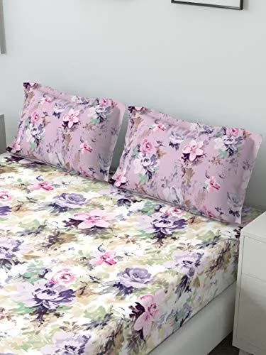 DDECOR Live beautiful Cotton 136 TC Bedsheet (Queen_Purple)