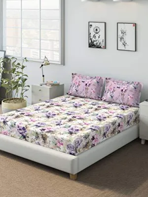 DDECOR Live beautiful Cotton 136 TC Bedsheet (Queen_Purple)