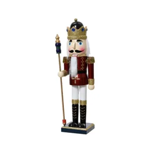 Decoris 38cm Firwood Nutcracker with Sceptre Ornament