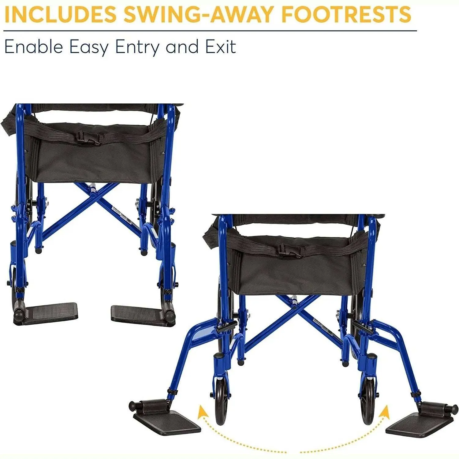 Drive Medical Lightweight Expedition Transport Wheelchair with Brakes
