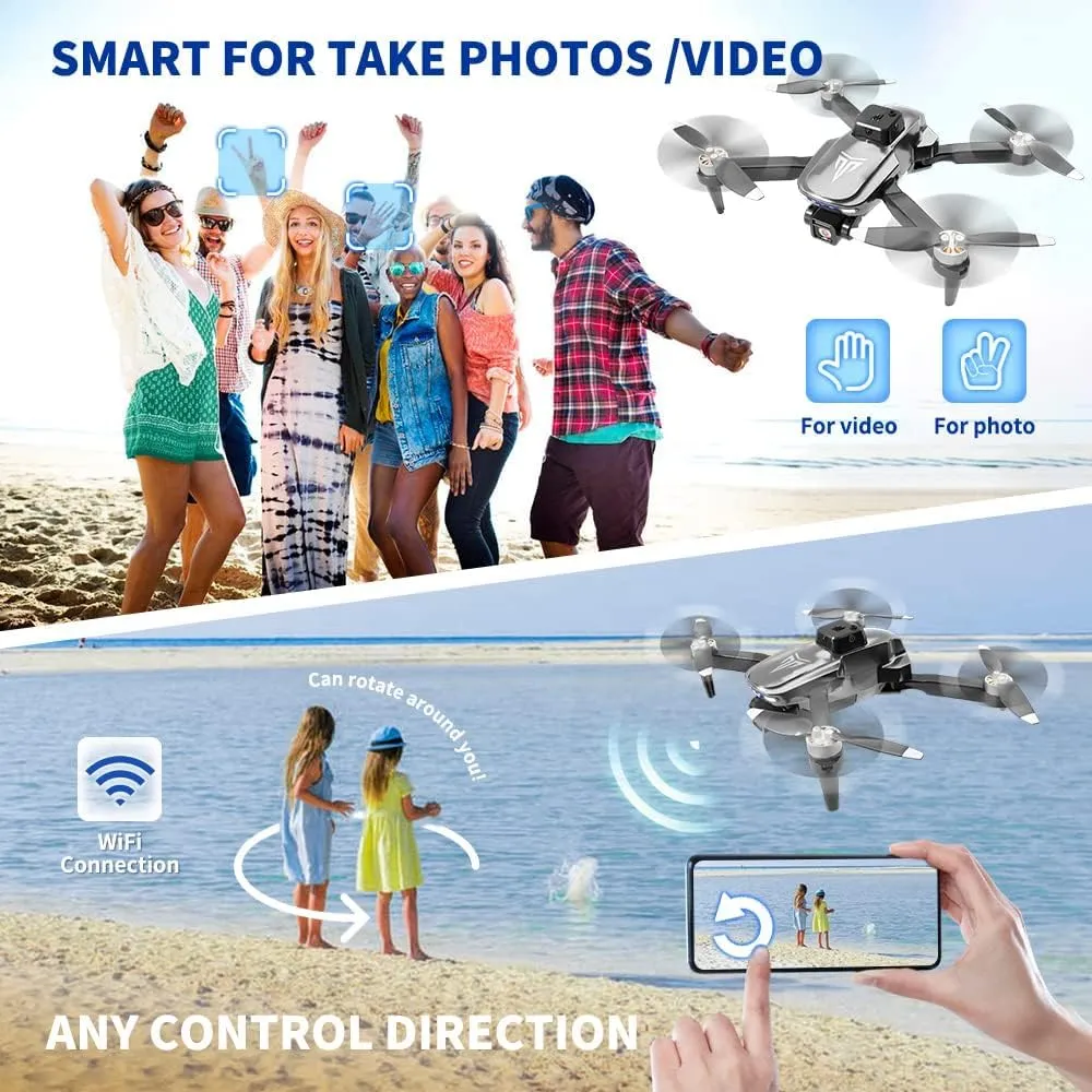 Drones with camera for adults 4k, Drones for kids 8-12, Brushless Motor, FPV Foldable Drone, Carrying Case, 40 mins Battery Life