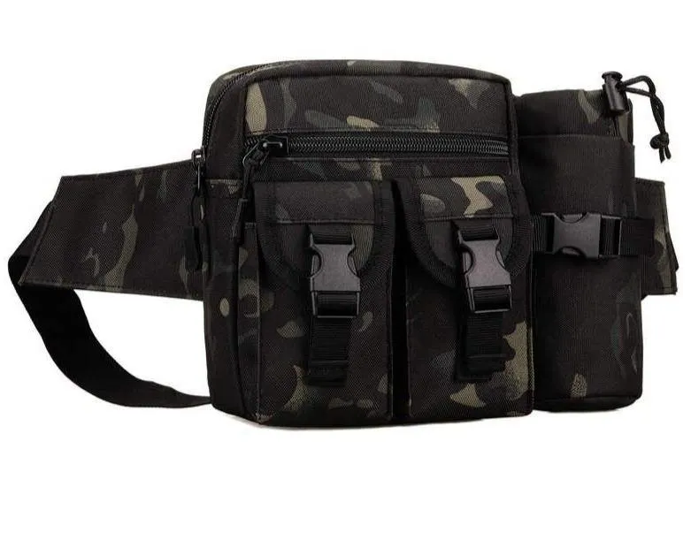 Durable Waist Pack Bag with Water Bottle Pouch Camping & Hiking