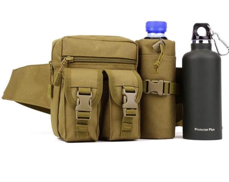 Durable Waist Pack Bag with Water Bottle Pouch Camping & Hiking