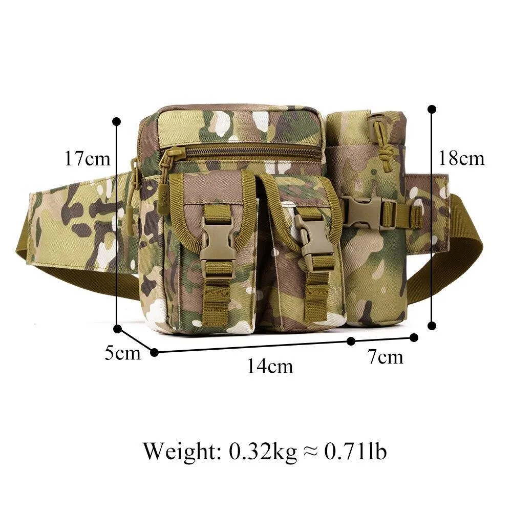 Durable Waist Pack Bag with Water Bottle Pouch Camping & Hiking