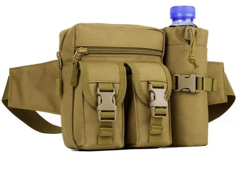 Durable Waist Pack Bag with Water Bottle Pouch Camping & Hiking