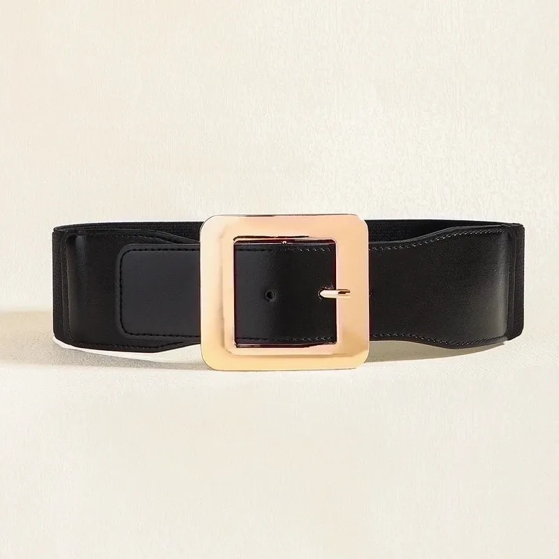 Elegant Business Formal Solid Color Pu Leather Women's Leather Belts