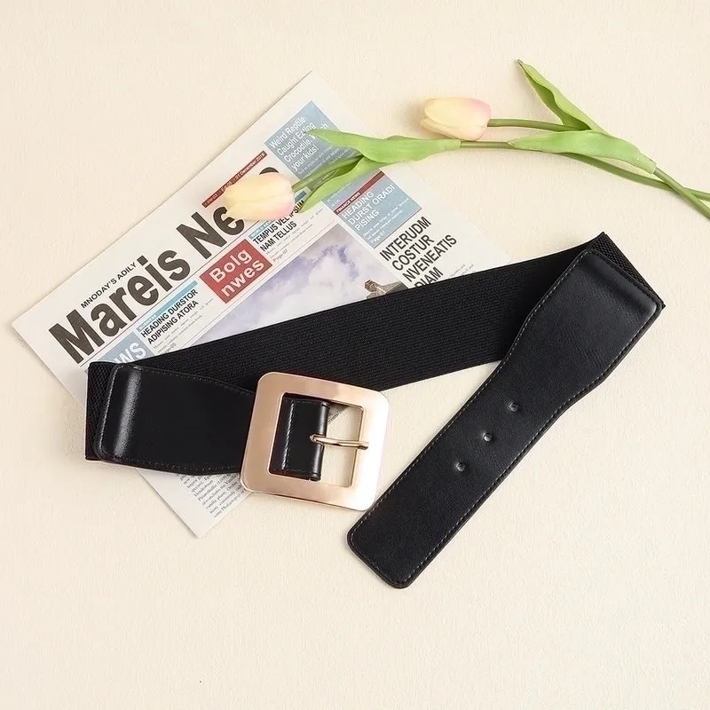 Elegant Business Formal Solid Color Pu Leather Women's Leather Belts