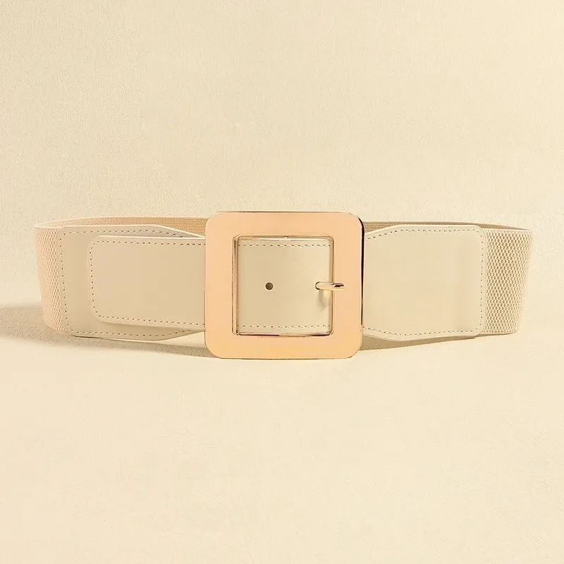 Elegant Business Formal Solid Color Pu Leather Women's Leather Belts