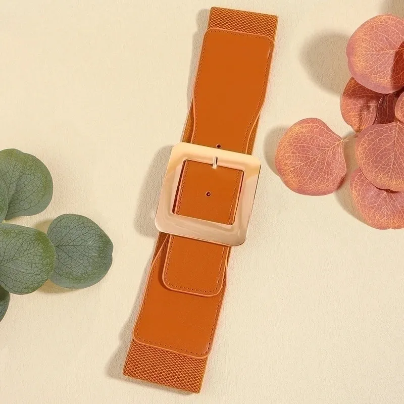 Elegant Business Formal Solid Color Pu Leather Women's Leather Belts