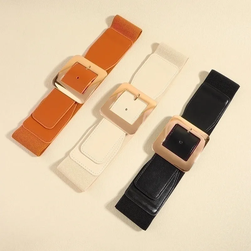 Elegant Business Formal Solid Color Pu Leather Women's Leather Belts