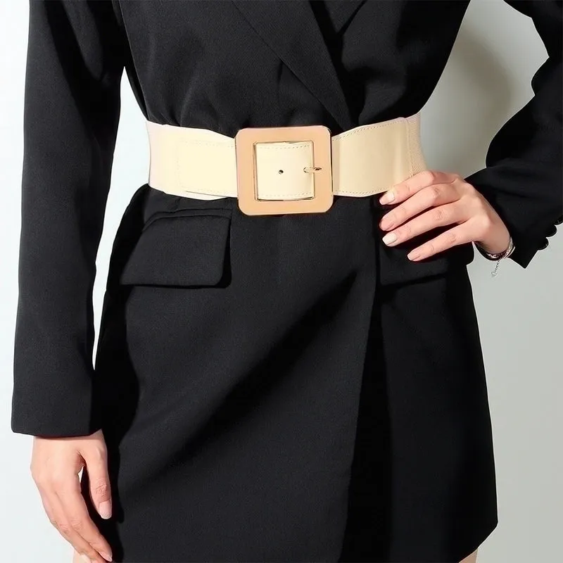 Elegant Business Formal Solid Color Pu Leather Women's Leather Belts