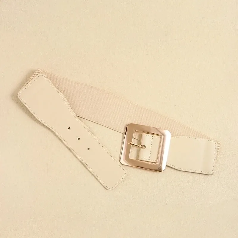 Elegant Business Formal Solid Color Pu Leather Women's Leather Belts