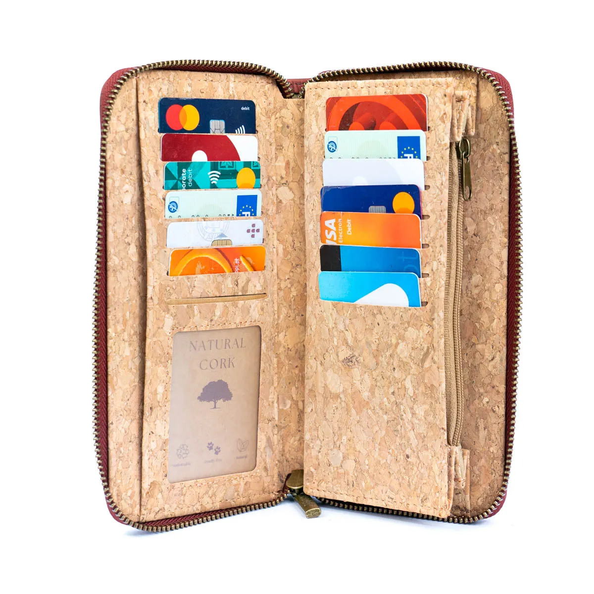 Elegant Cork Women's Zipper Wallet - Pure Color Collection BAG-2342