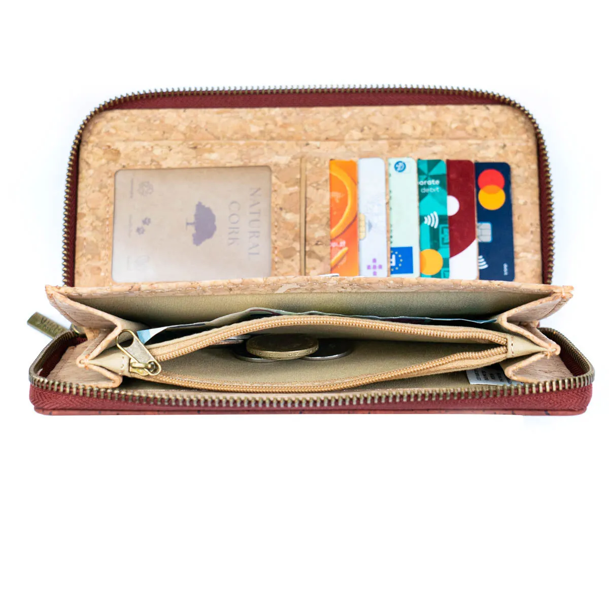 Elegant Cork Women's Zipper Wallet - Pure Color Collection BAG-2342