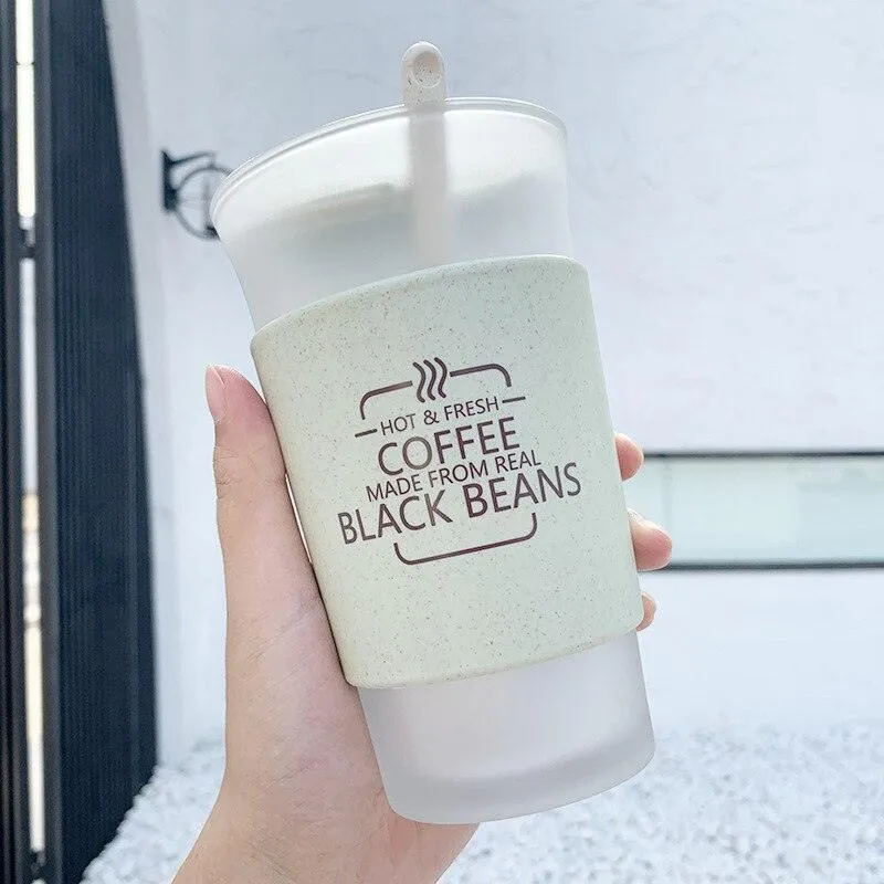 Elegant Korean-Inspired Glass Water Bottle Duo for Trendy Students and Couples
