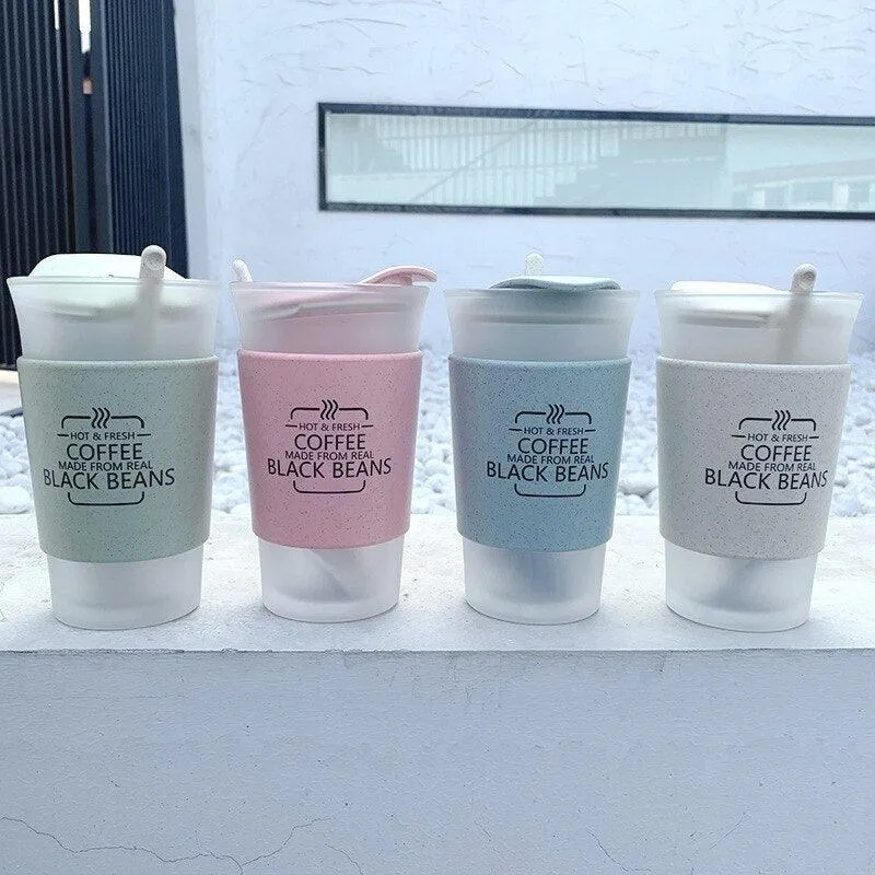 Elegant Korean-Inspired Glass Water Bottle Duo for Trendy Students and Couples