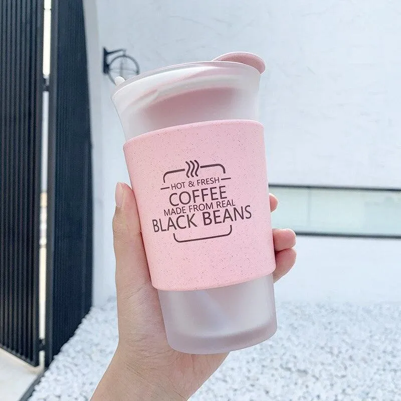 Elegant Korean-Inspired Glass Water Bottle Duo for Trendy Students and Couples