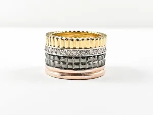 Elegant Multi Color Plating Set Eternity Band Brass Ring
