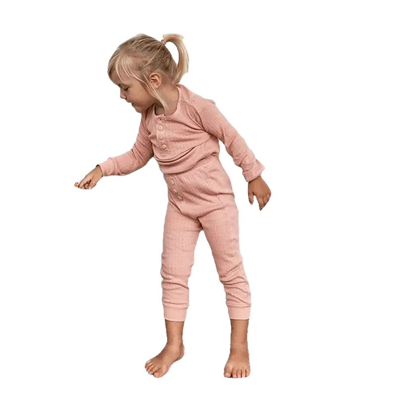 Elegant Nightwear Solid Color Pajamas Set For Unisex Kids