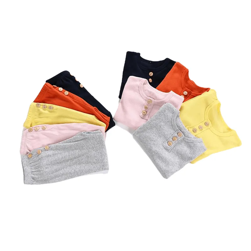Elegant Nightwear Solid Color Pajamas Set For Unisex Kids