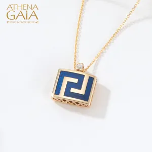 Elegant Reversible Meander Enamel Necklace