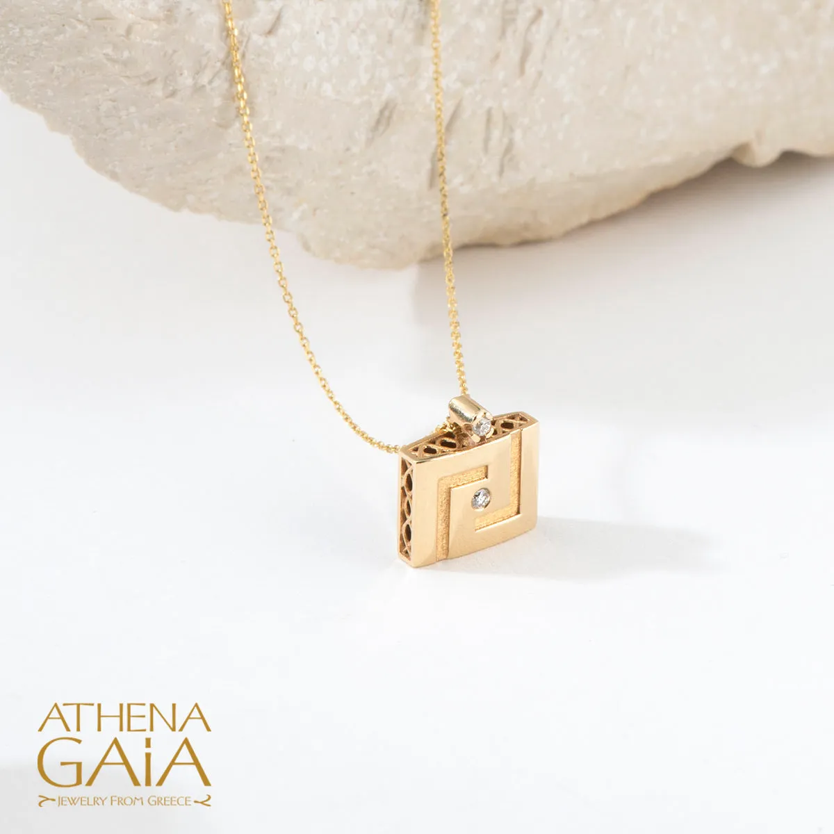 Elegant Reversible Meander Enamel Necklace