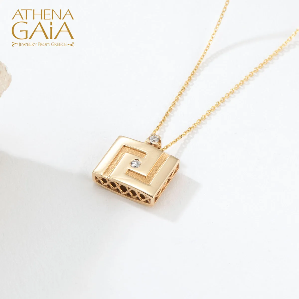 Elegant Reversible Meander Enamel Necklace