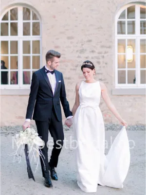Elegant Sleeveless A-line Wedding Dresses, WDY0273