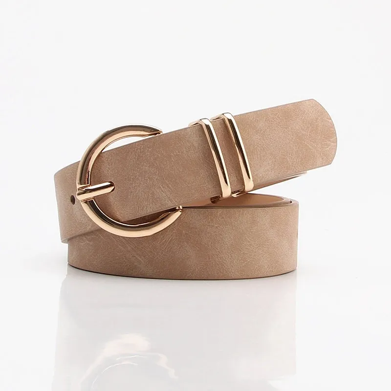 Elegant Solid Color Pu Leather Alloy Women's Leather Belts