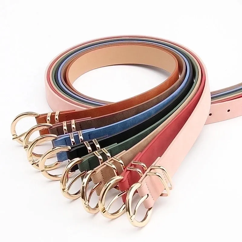 Elegant Solid Color Pu Leather Alloy Women's Leather Belts