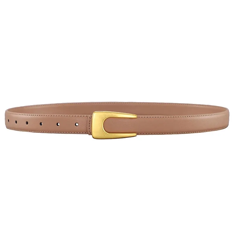 Elegant U Shape Solid Color Alloy Leather Women's Leather Belts