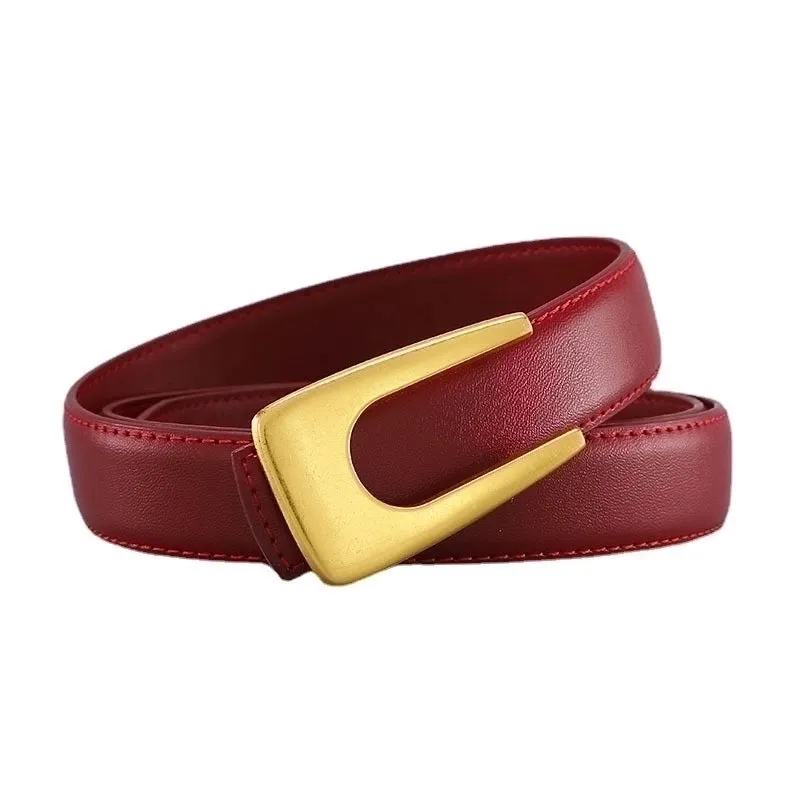 Elegant U Shape Solid Color Alloy Leather Women's Leather Belts