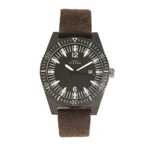 Elevon Jeppesen Pressed Wool Leather-Band Watch w/Date - Dark Brown