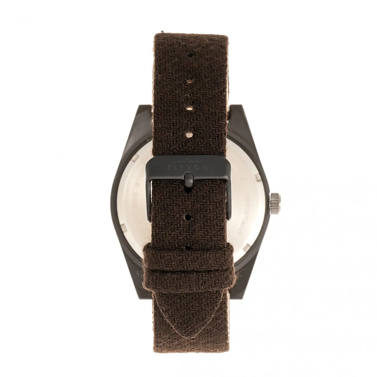 Elevon Jeppesen Pressed Wool Leather-Band Watch w/Date - Dark Brown