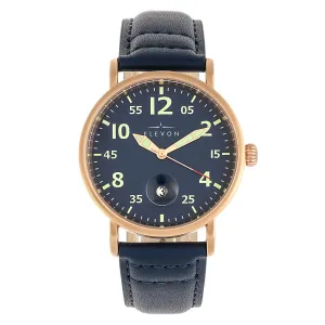 Elevon Von Braun Leather-Band Watch w/Date - Rose Gold/Blue