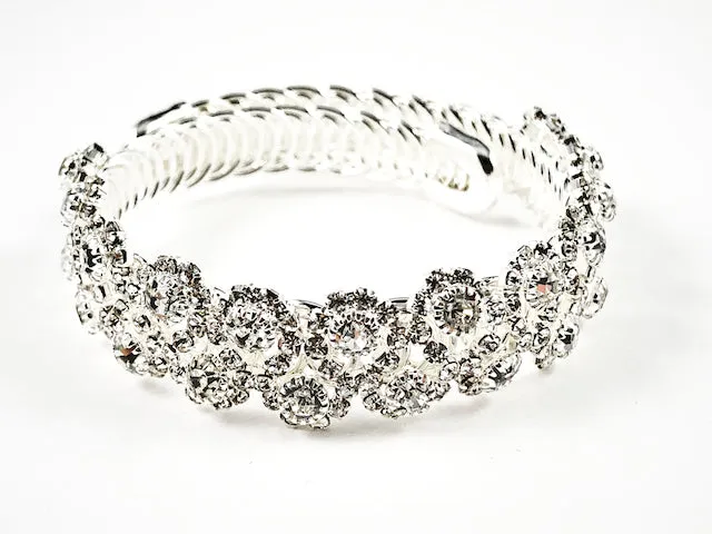 Fancy Unique 2 Row Crystal Pattern Wrap Style Fashion Bracelet