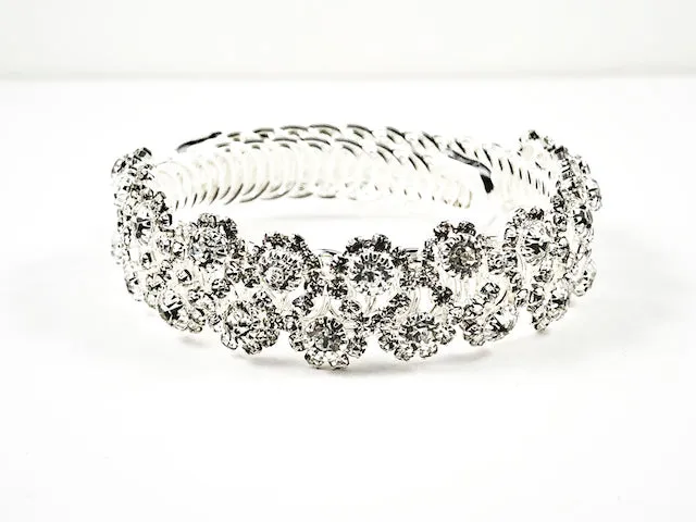 Fancy Unique 2 Row Crystal Pattern Wrap Style Fashion Bracelet