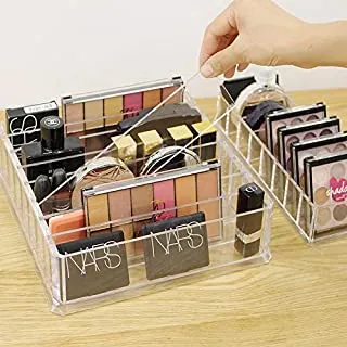 Feadem 8 Space Makeup Organizer, Detachable Desktop Cosmetic Holder Acrylic (Eyeshadow, Highlighter, Powder, Blush) Compact Makeup Organizer, Cosmetic Storage