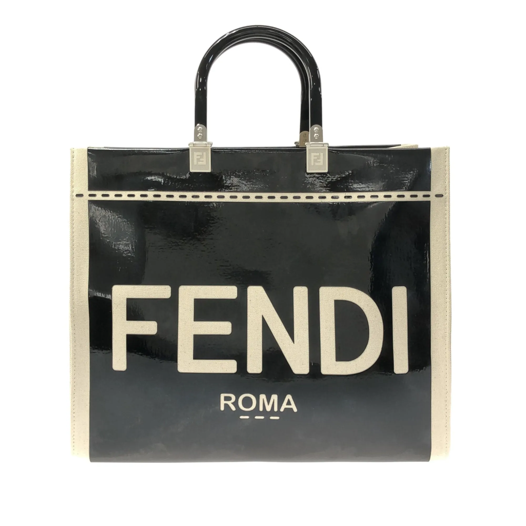 FENDI Medium Patent Sunshine Shopper Tote Satchel