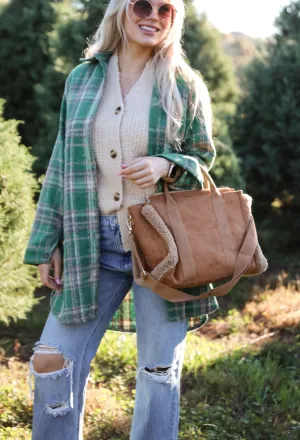 FINAL SALE - Cozy Aesthetic Brown Suede Crossbody Bag