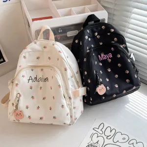Floral Backpack for Girls with Personalized Embroidery Name