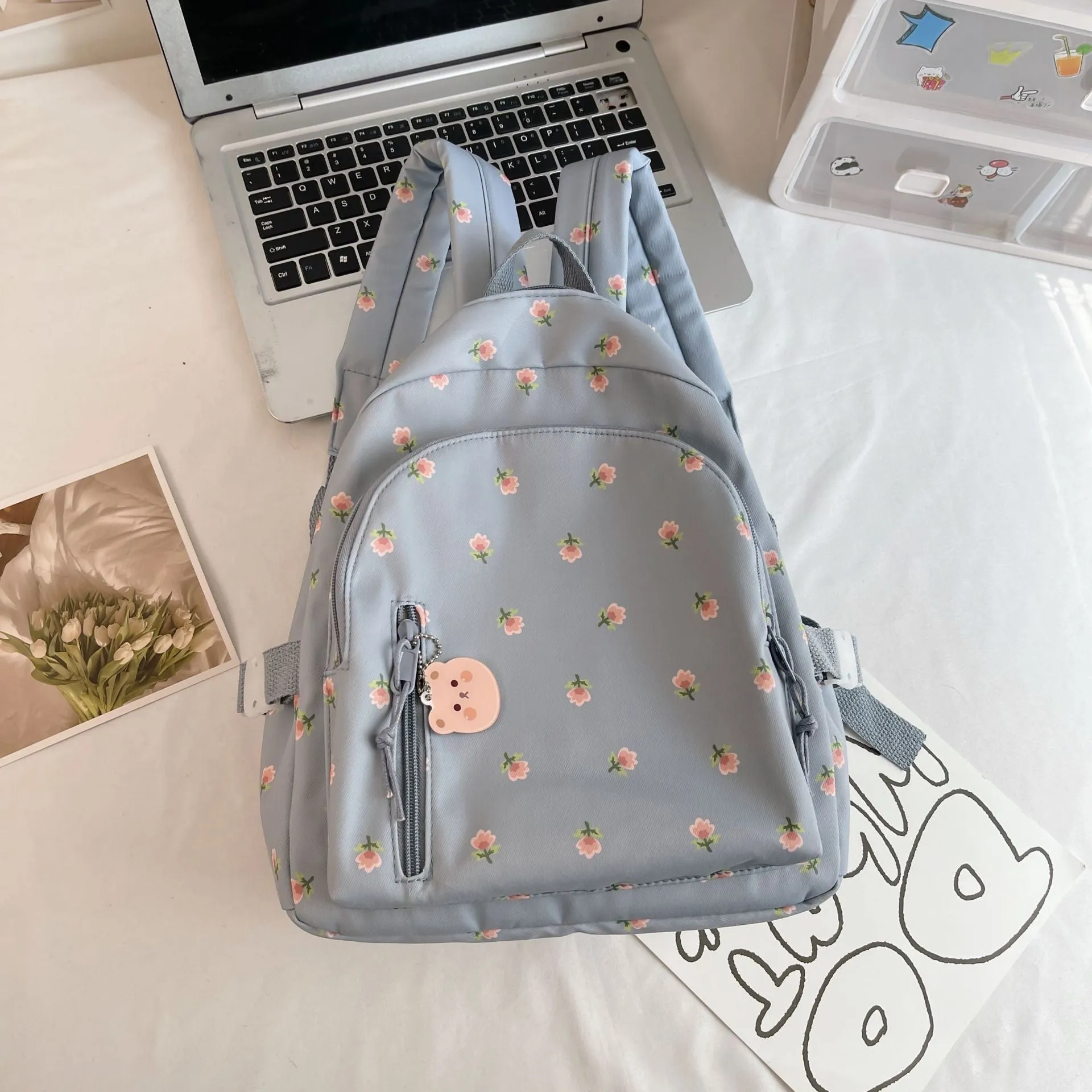 Floral Backpack for Girls with Personalized Embroidery Name