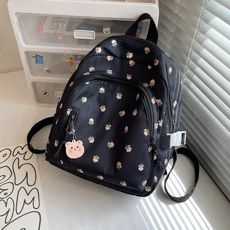 Floral Backpack for Girls with Personalized Embroidery Name
