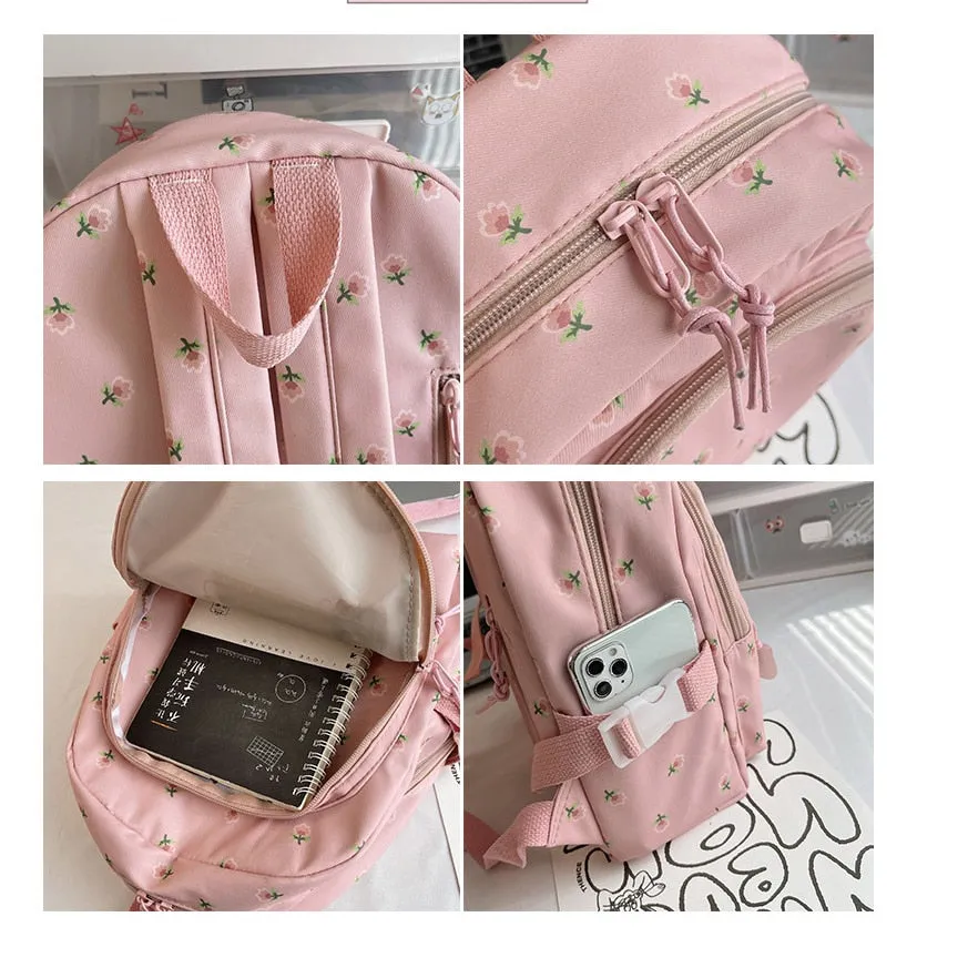 Floral Backpack for Girls with Personalized Embroidery Name