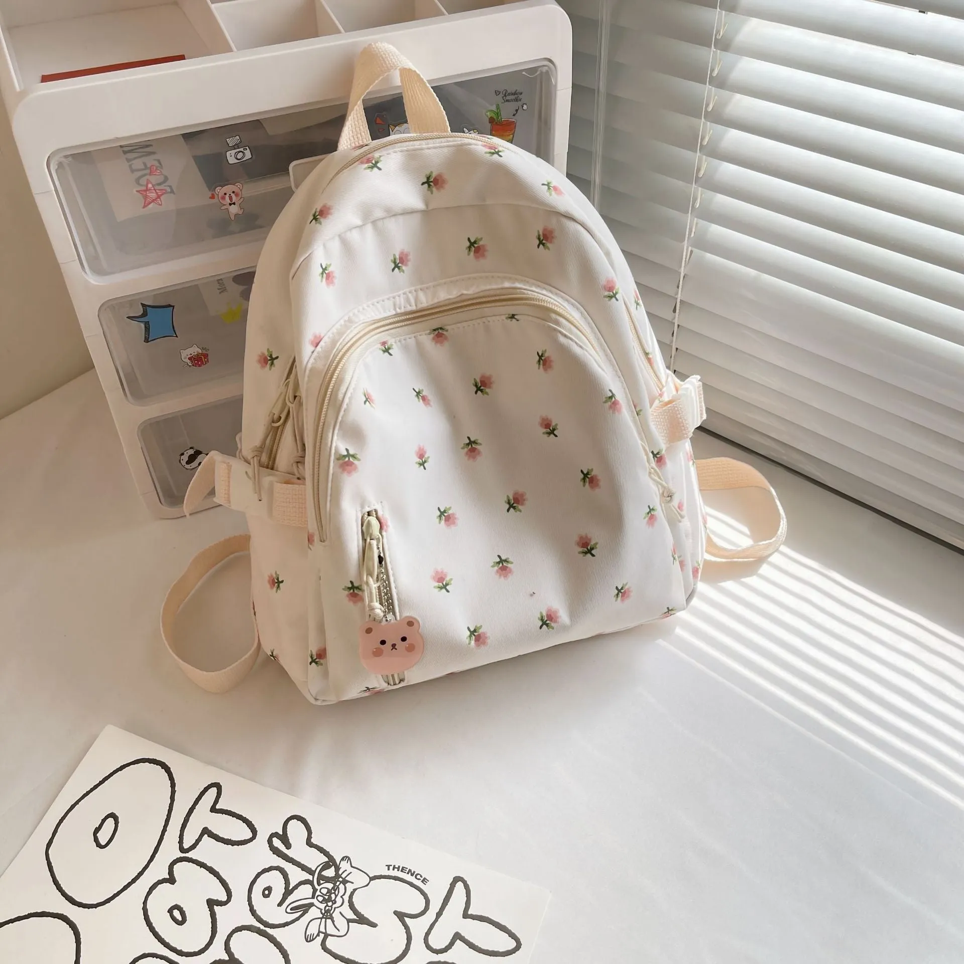 Floral Backpack for Girls with Personalized Embroidery Name