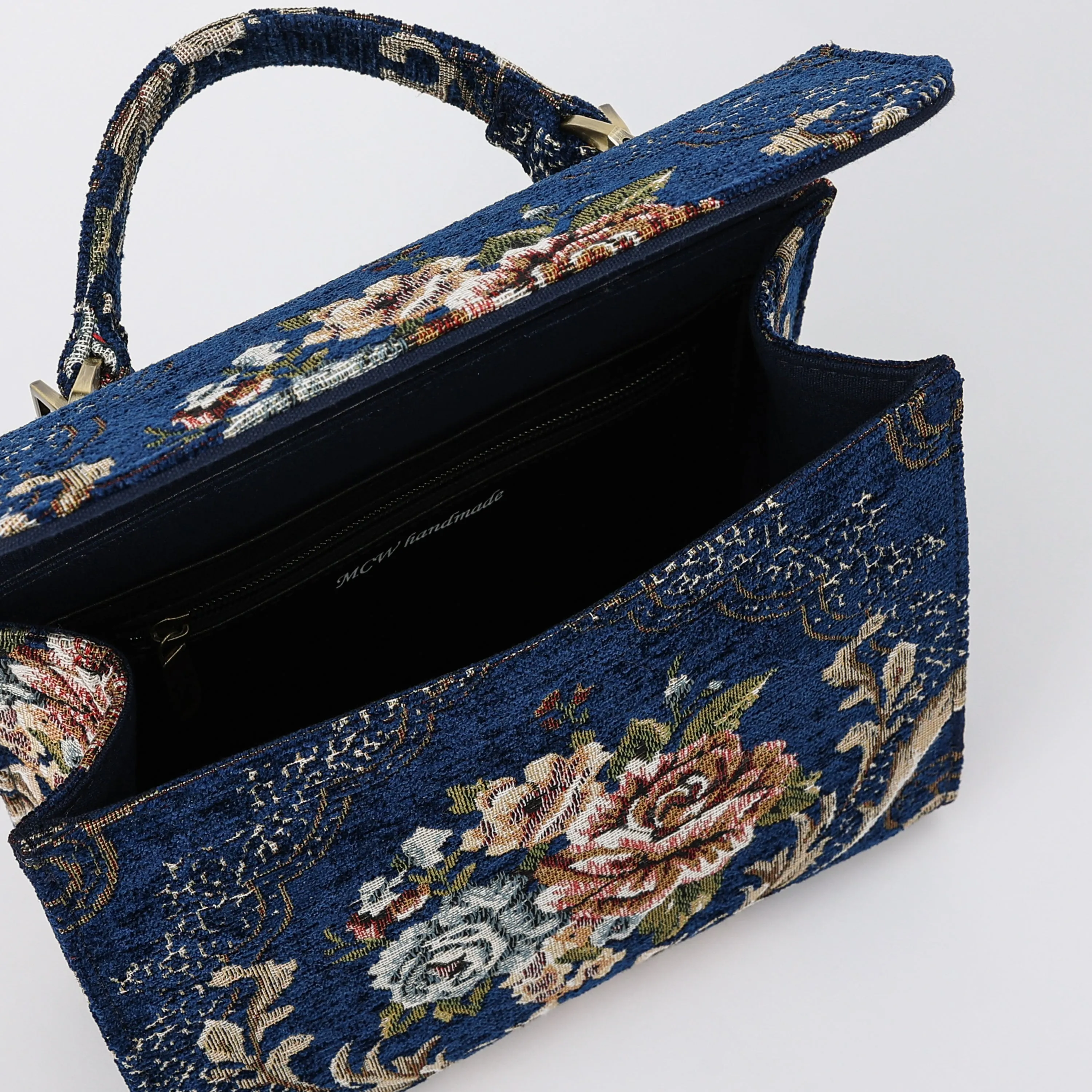 Floral Blue Flap Satchel