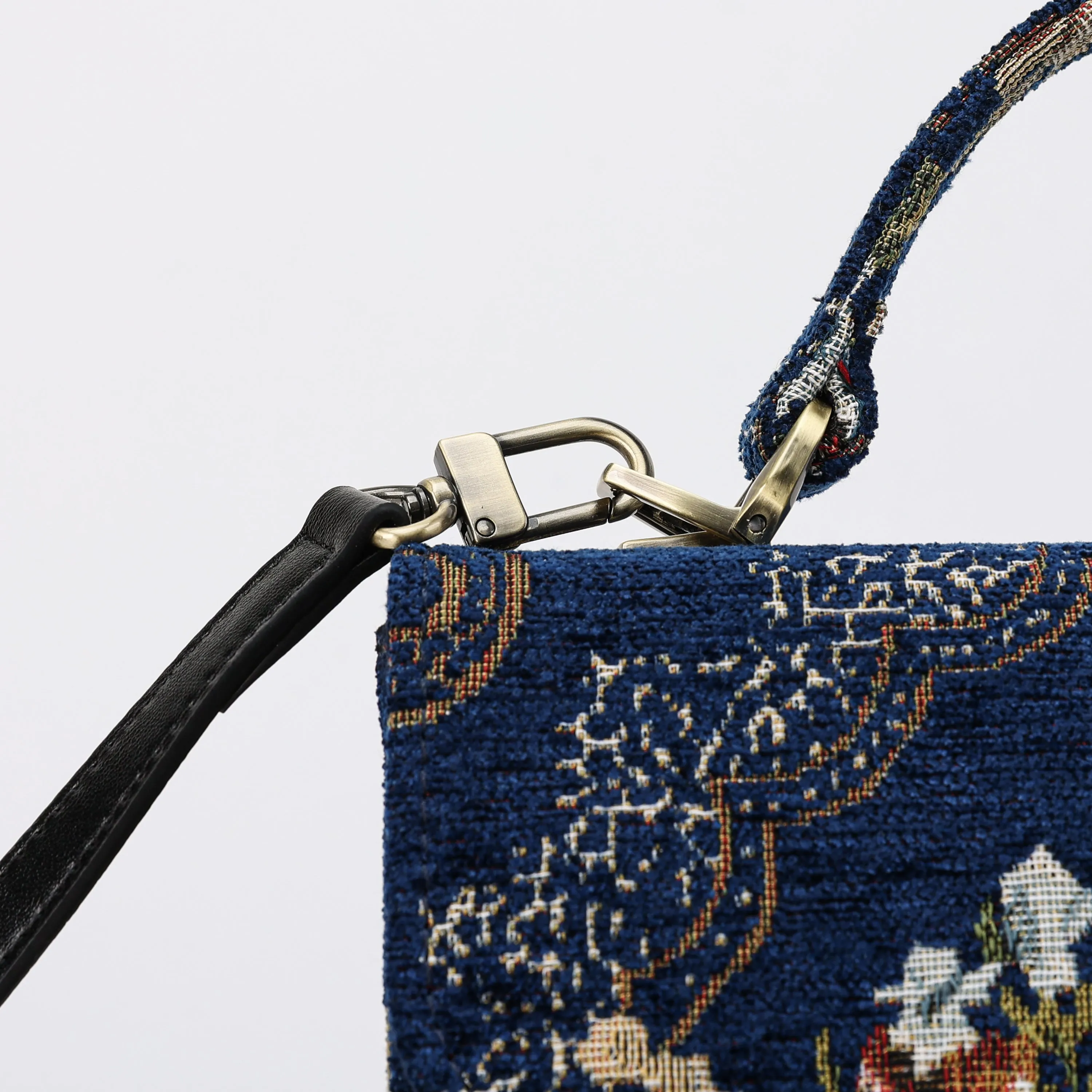 Floral Blue Flap Satchel