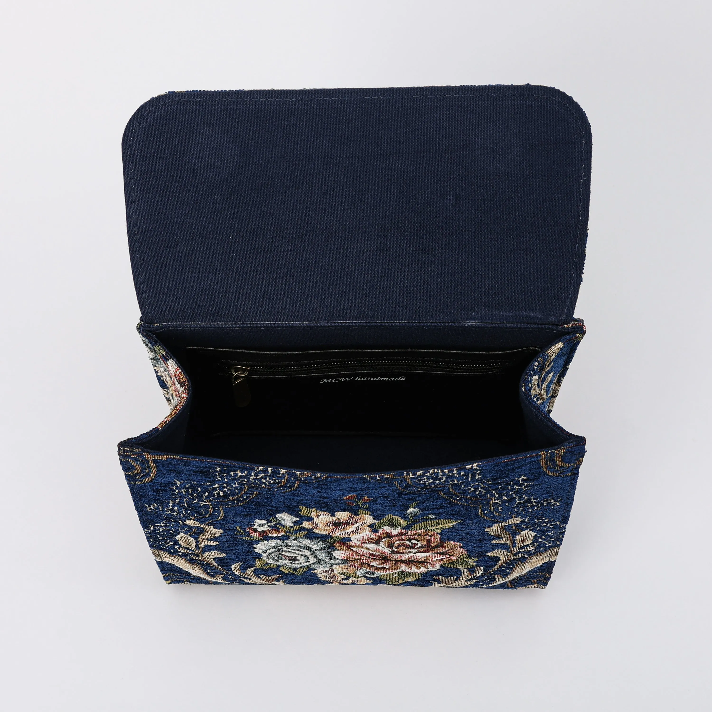 Floral Blue Flap Satchel