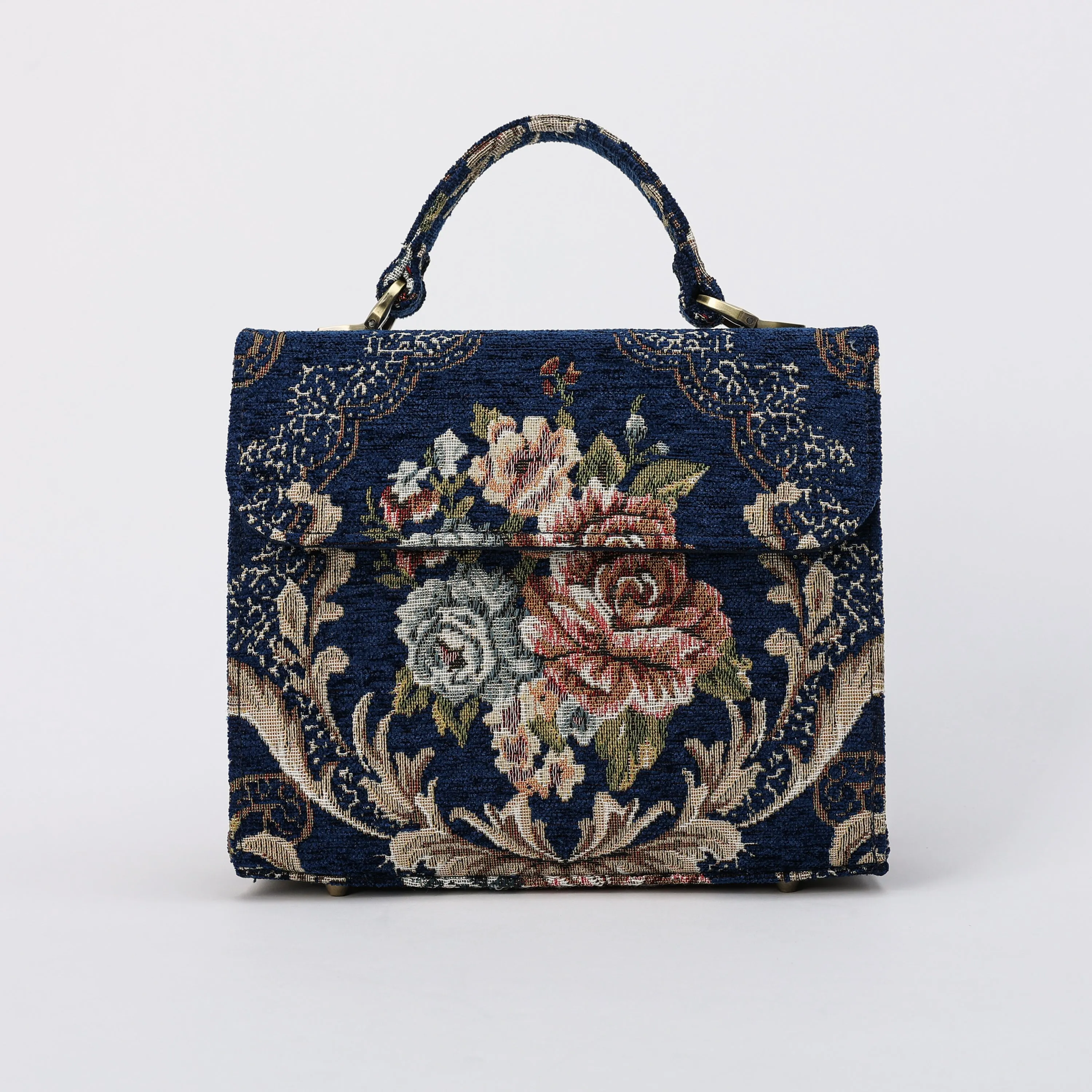 Floral Blue Flap Satchel
